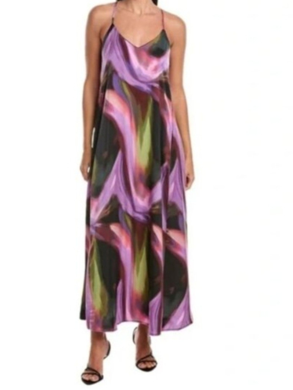 NWT Nicole Miller Multicolor Abstract Slip Maxi Dress (Medium)
